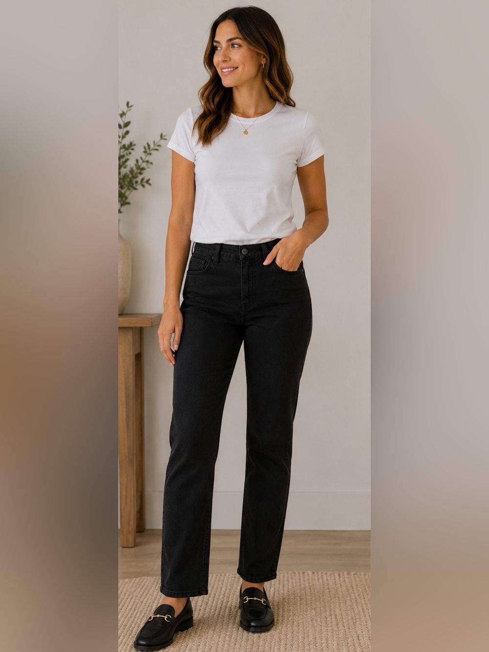 172 L.L.Bean Classic Fit Black Straight Leg Jeans Women’s Size 12 Stretch Denim